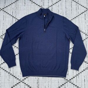 $145 Thomas Dean Quarter Zip Wool Blend Sweater BLUE SIZE XXL EUC Heritage
